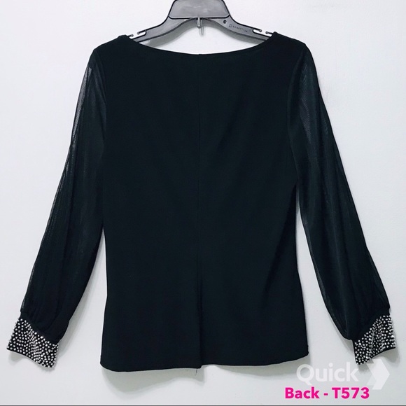 L - NWT Annalee + Hope Long Sheer Sleeve Top - Picture 3 of 9